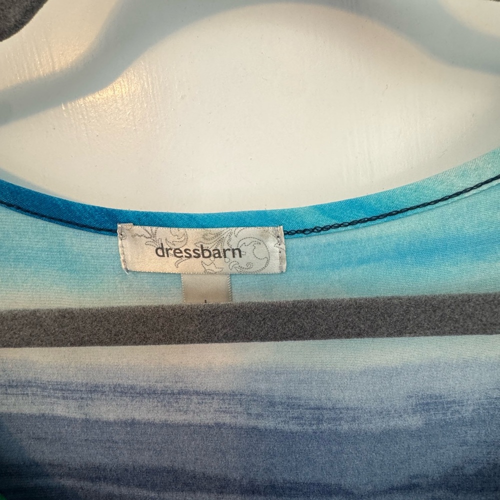 Asymmetric Dressbarn Watercolor blue green flattering Stripe Tank Top – Size L - Picture 7 of 8